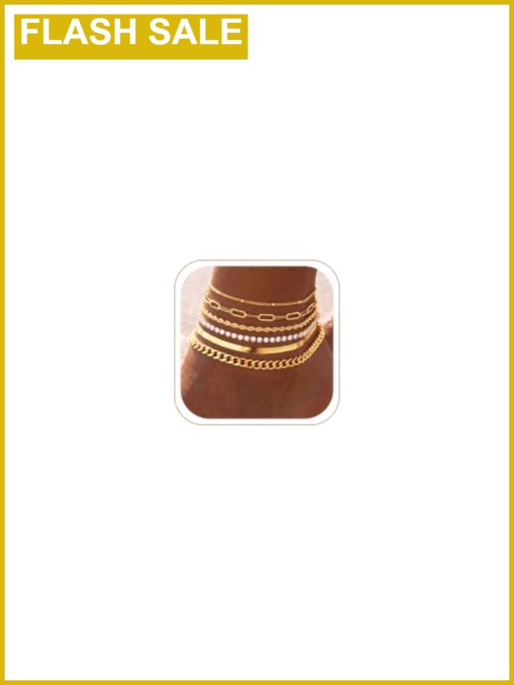 14K Gold Plated Anklet Set Waterproof Hypoallergenic Women Teens 6 Pieces